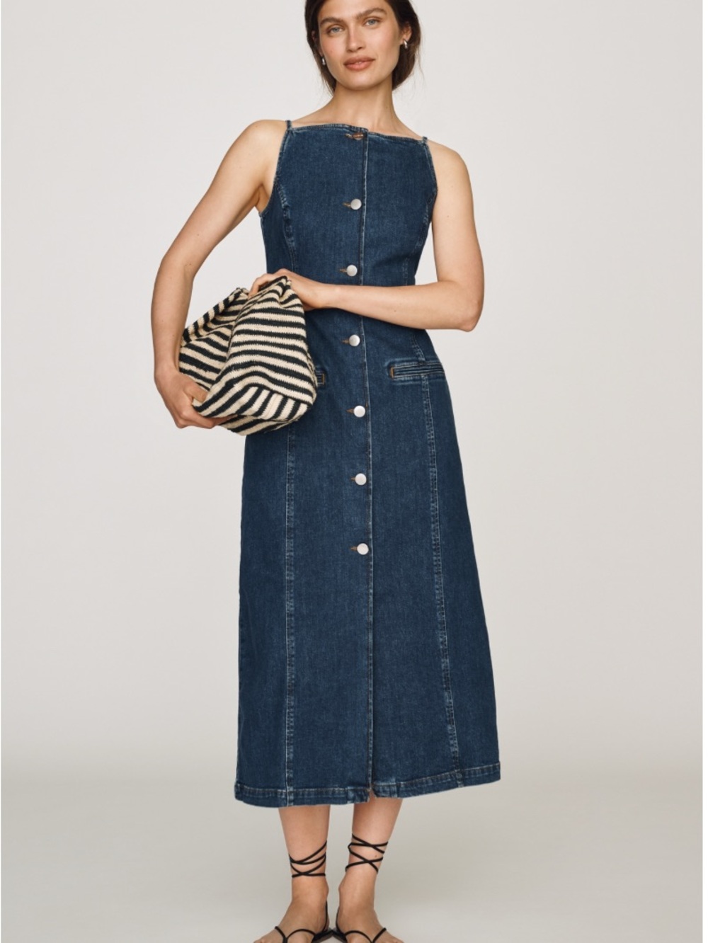 ALIGNE Santiago Denim Button-front Midi Dress NWT